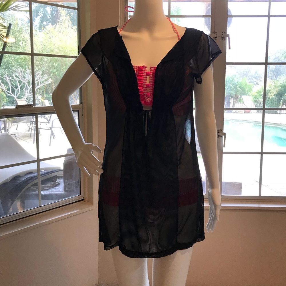 2CHILLIES Black Sheer Beach Cover Up